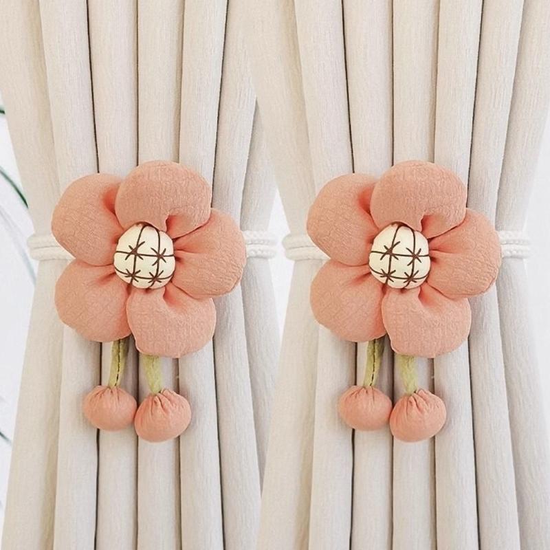Drape Tieback Holders Curtain Tiebacks Flower Curtain Buckles Rope Decorative Curtain Holdbacks for Office Home Decors