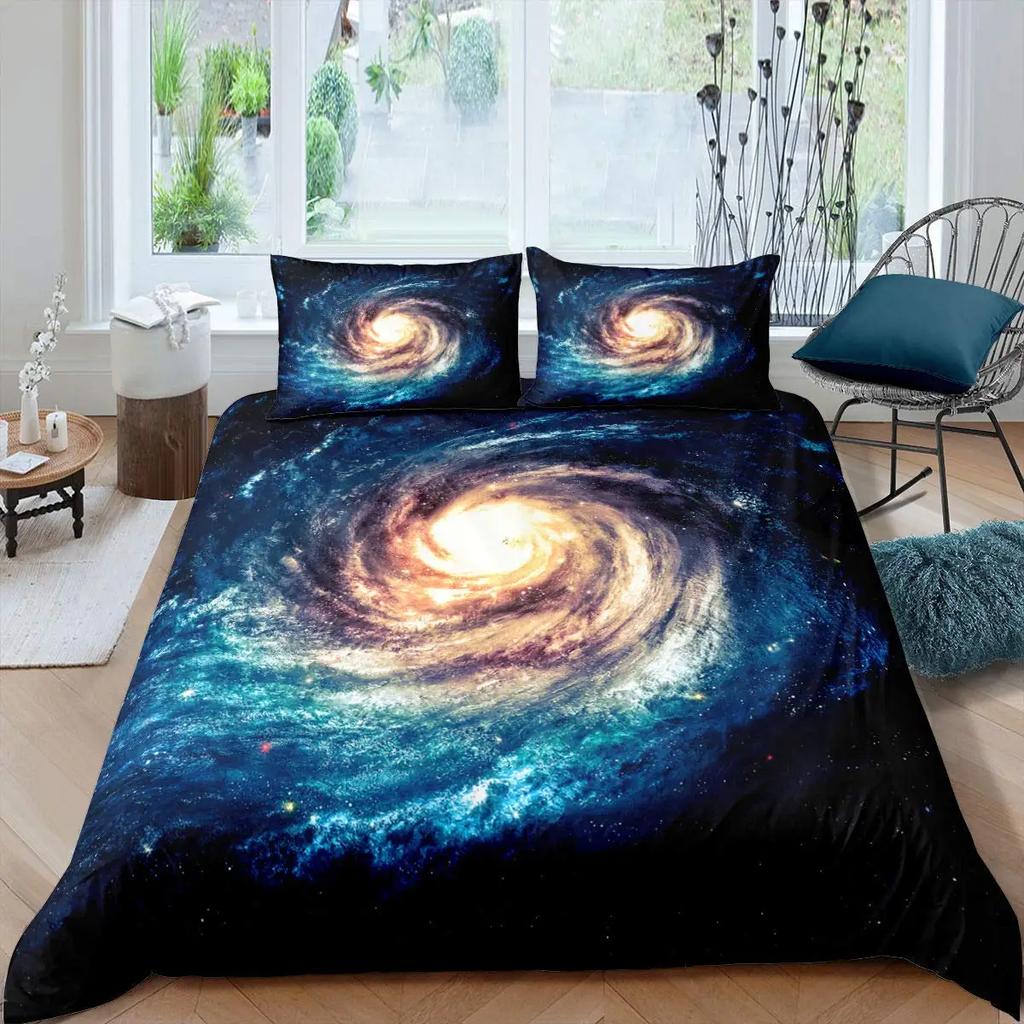 Galaxy Space Bedding Duvet Cover Set Queen Galaxy Planet Printed Comforter Cover Universe Bedding Set Solar System Decor Teens