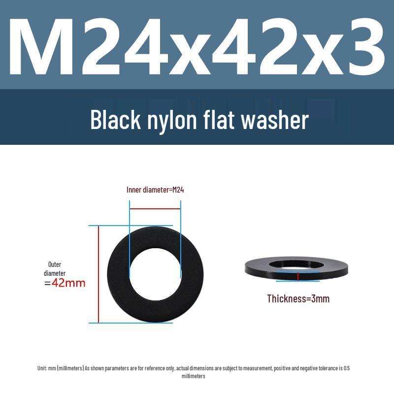 Yigu High-Temperature Insulated Black Nylon Flat Washer (M2, M3, M10, M16, M24)
