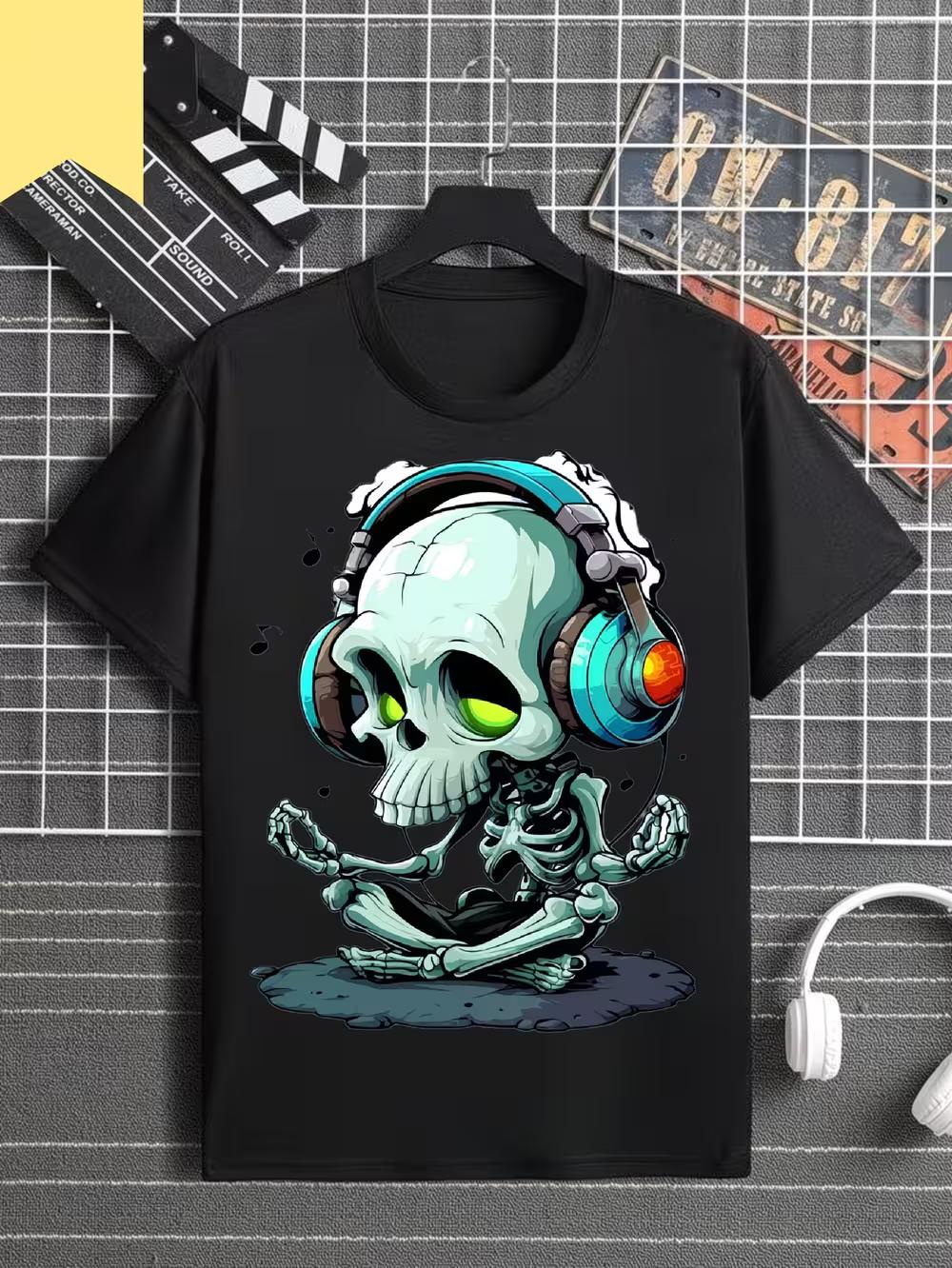 

Introducing a New Line of Unisex T-Shirts with a Skull DJ Graphic M