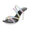 New transparent high-heeled sandals women's thin heel sexy crystal and cool slippers outer wear supply