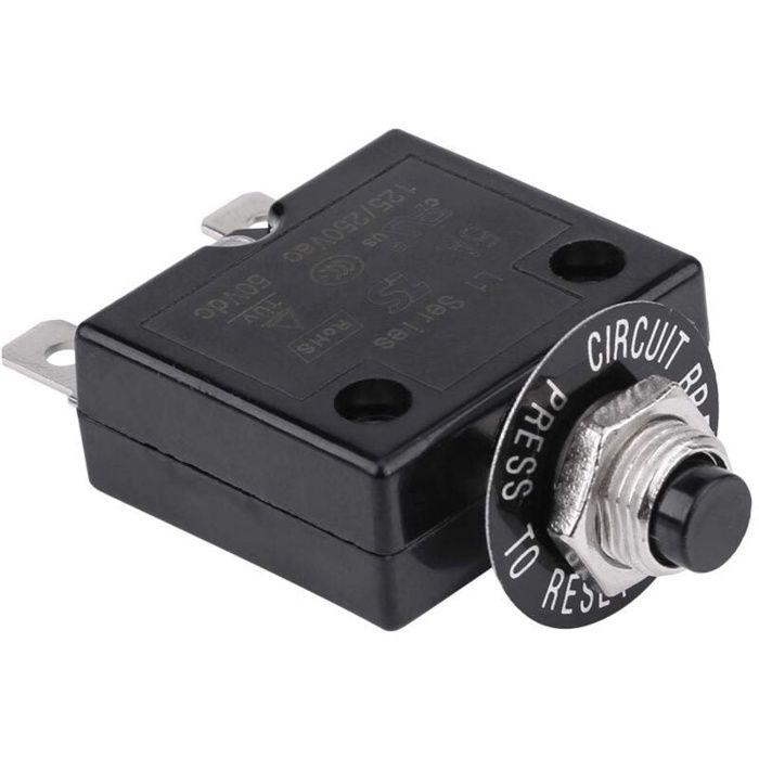 Disjoncteur thermique réarmable à bouton-poussoir 125-250V AC / 50V DC – 18 A, noir