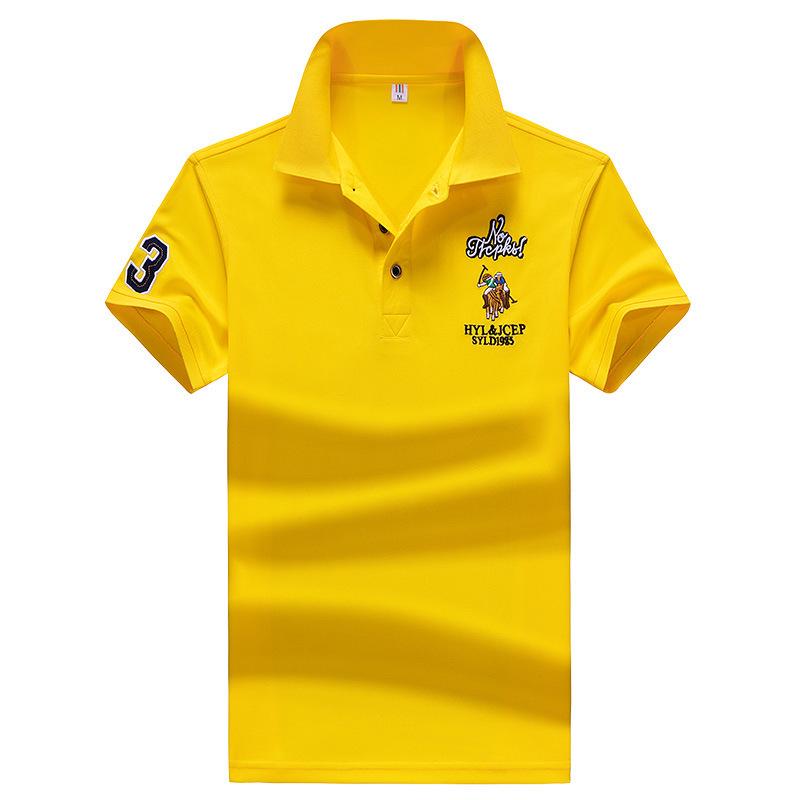 Men's Slim Fit Summer Polo Shirt - Solid Color, Short Sleeve, Embroidered Design