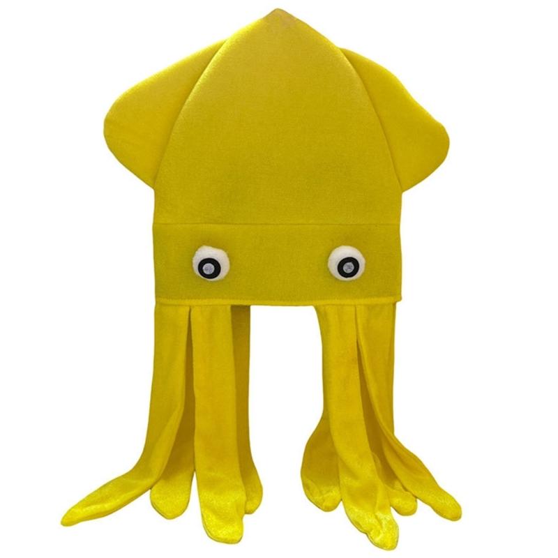 Simulation Cuttlefish Hat Funny Design Soft Fabric Comfortable Headgear For Parties And Daily Wear For Adult Kids