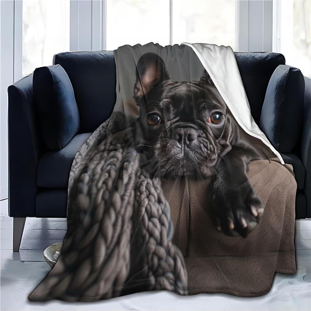 Puppy Dog Theme Cute Animal Pattern Art Blanket - Soft All-Season Multi-Purpose Throw for Couch, Bed, Office, Travel & Gift
