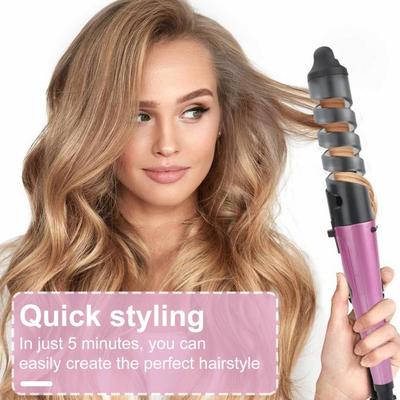 Electric Curling Iron Frizz-Free Fast Heating Portable Hair Curler Automatic Egg Roll Wavy Hair Curling Wand Women Hair Styling Tool (EU Plug)