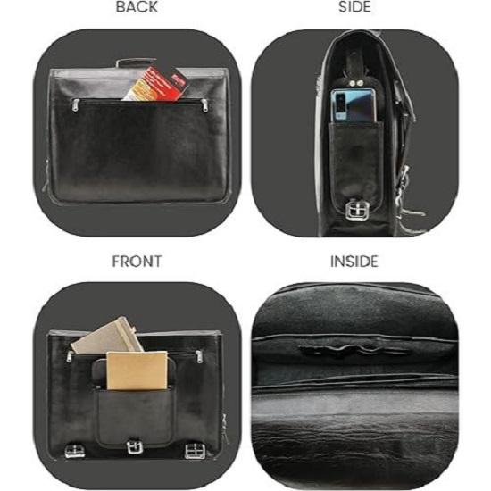 Черные кожаные сумки-мессенджеры ручной работы для мужчин и женщин — фото 5