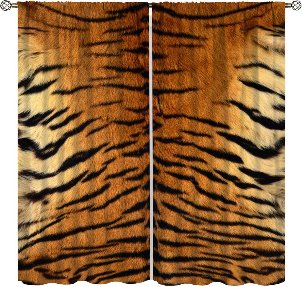 Brown Leopard Print Curtains Cheetah Safari Animal Tiger Skin Pattern Art Printed Living Room Curtain With Rod Pocket Darkening Polyester Perfect For