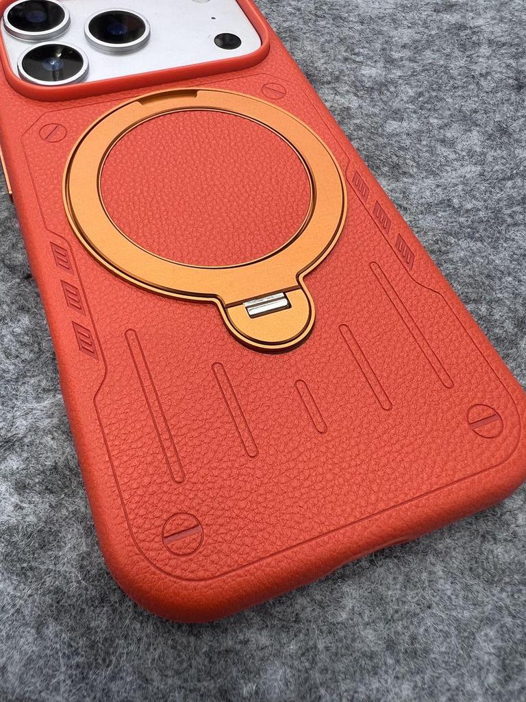 iPhone 17 Pro Max Magnetic Rotating Stand Case with Mecha Design and Frosted Skin-feel Protection