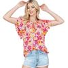 Women's Shirt Summer Ruffled Sleeves V-neck Printed Casual Shirt