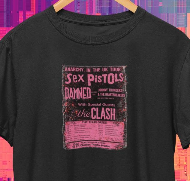 Anarchy In The UK Vintage Punk Rock Tour T-Shirt /Pistols Clash Damned Retro Tee XL