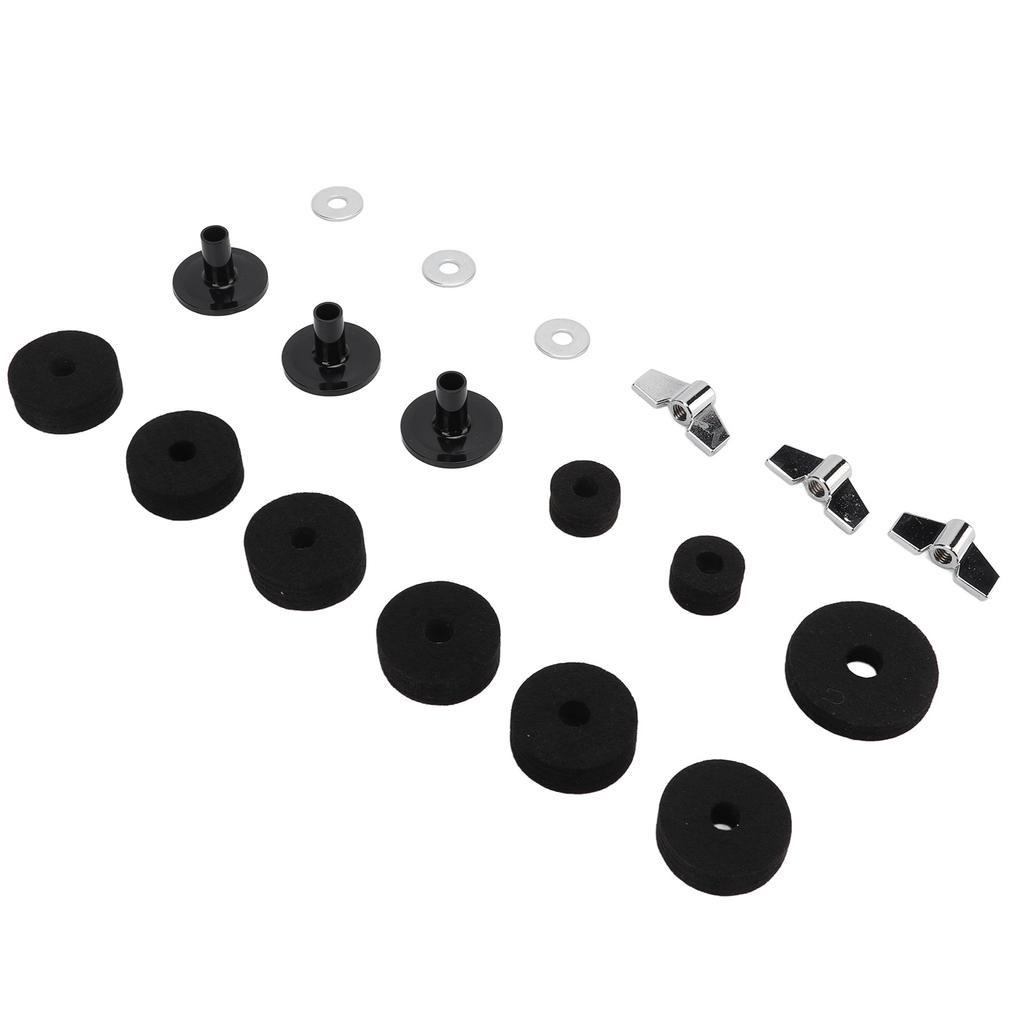 Drum Kit Non Slip Felt Pad Set Wing Nuts Stand Sleeves Cymbal Washers Replacement AccessoriesBlack