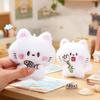 Cute Fluffy Cat Plush Keychain Soft Fuzzy Material Adorable Cartoon Design Ideal Backpack Decor Gifts For Cat Lovers