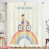 2pcs 2D Flat Printing Party Curtains Think Good Bike Ride Polyester Without Electricity 0 Use for Booths Studio Props