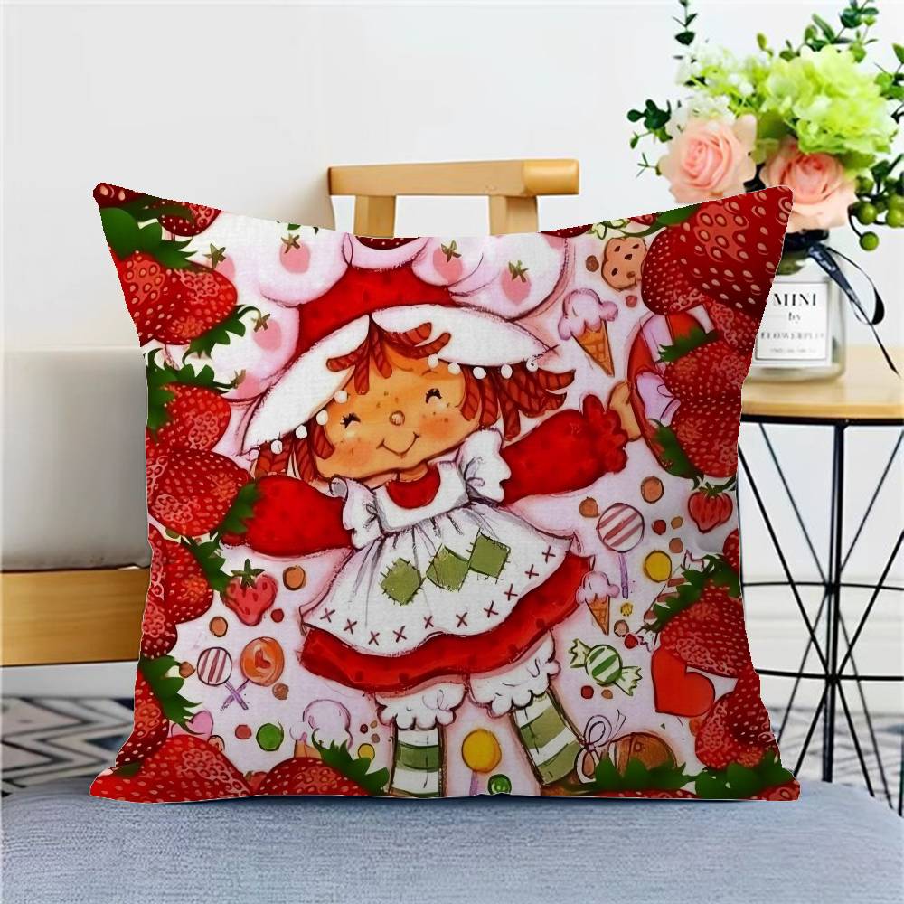 S-Strawberry Cartoon S-Shortcake Girl 45*45cm Cushion Cover Pillow Cover Decor Pillowcase Home Pillowcase For Couch Pillow