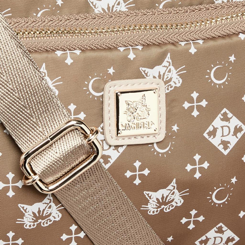 WACHIFIELD T2O Lightweight Water-Repellent Shoulder BagHandbag with Wallet, Perfect for Women, Dayan Cat Design, WTSK-01 (Oak)