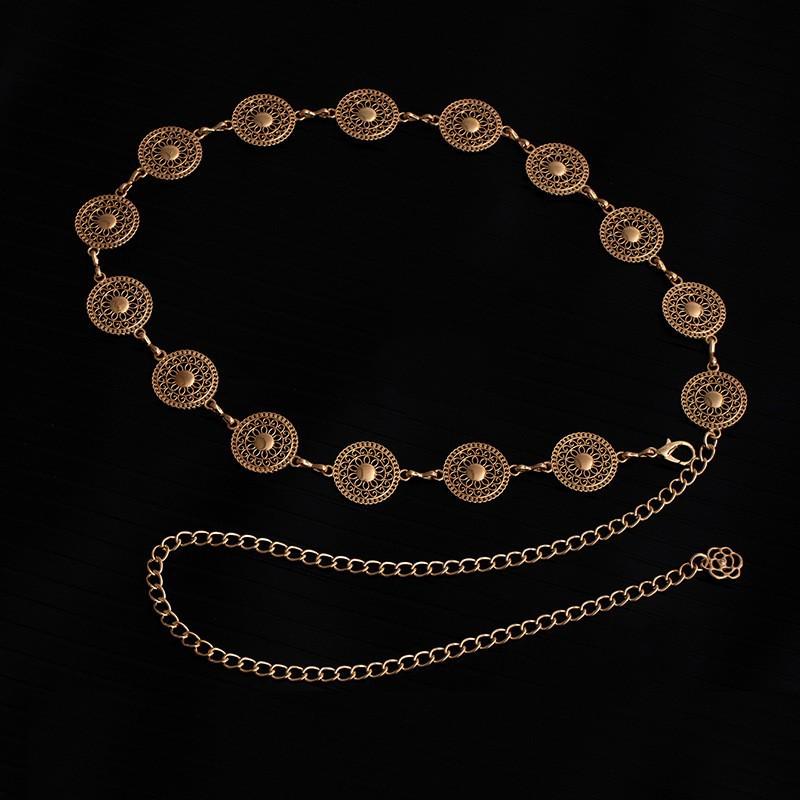 Bohemian Ethnic Style Waist Chain Body Chain Women'S Personality Retro Metal Engraved Belt Dress Coat Accessories