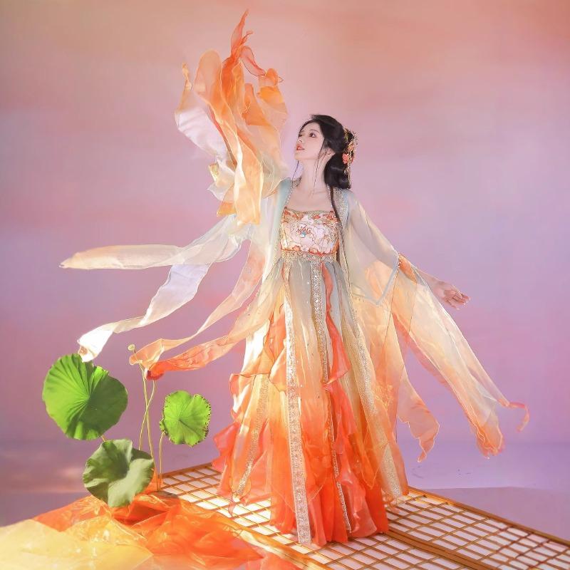 Butterfly big-sleeved shirt Hanfu women's Tang Dynasty chest-length balsam skirt set heavy industry embroidery super fairy autumn princess dress