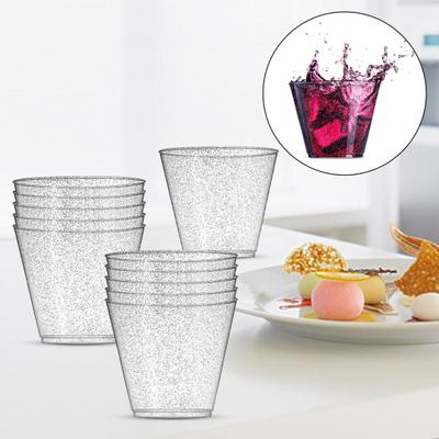 10Pcs 270ML Einweg Kunststoff Dessert Tasse Lebensmittel Grade Dekorative Kreative Glitter Oberfläche Wasser Tasse Party Liefert