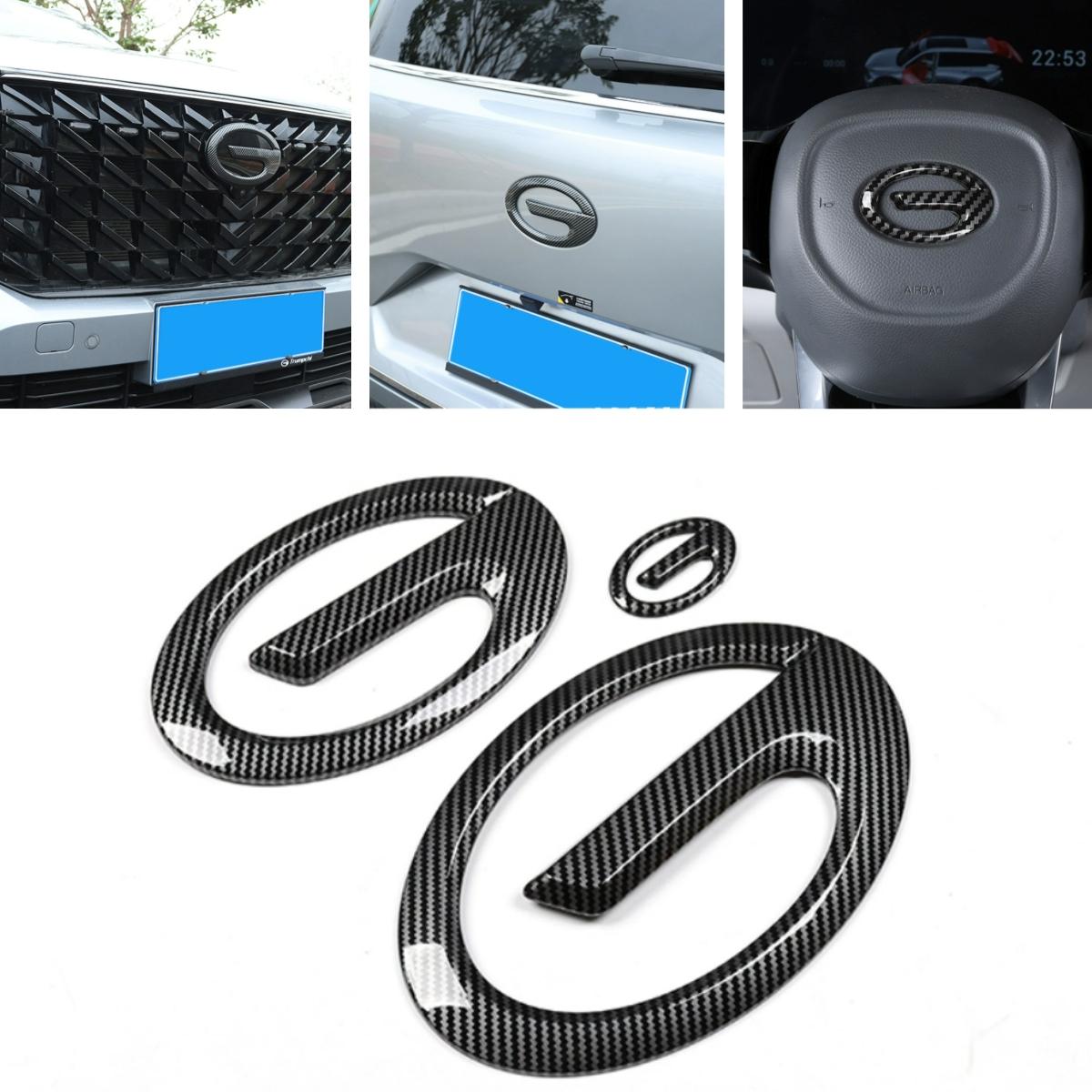 

For Trumpchi GAC GS8 2022 2023 Auto Replacement Parts Black Carbon fiber Car Logo Frame Decoration Cover Trim Styling