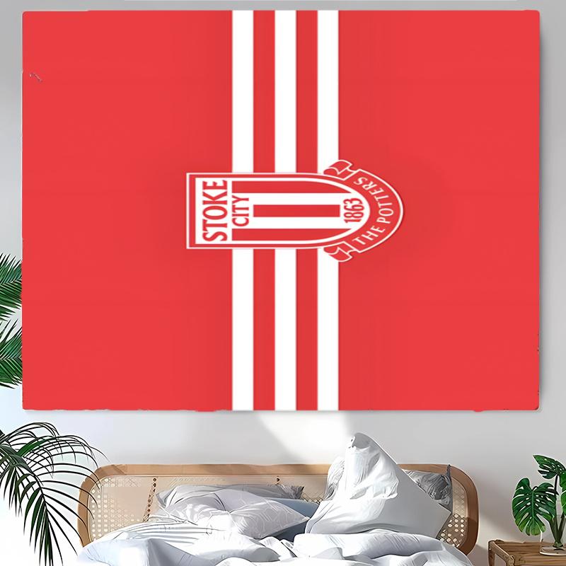 Stoke City F.C. Tapestry Wall Hanging Room Background Cloth Home Decor Beach Mat Yoga Mat Sofa Bed Sheet