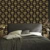 Black and Gold Tropical Ochre Pattern Wallpaper, Soft Shapes 50x1000