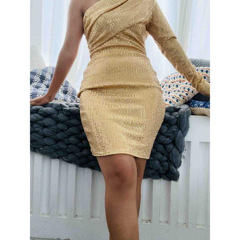 

Pullover Party Nightclub Evening Dress Sequin Dress Gold S