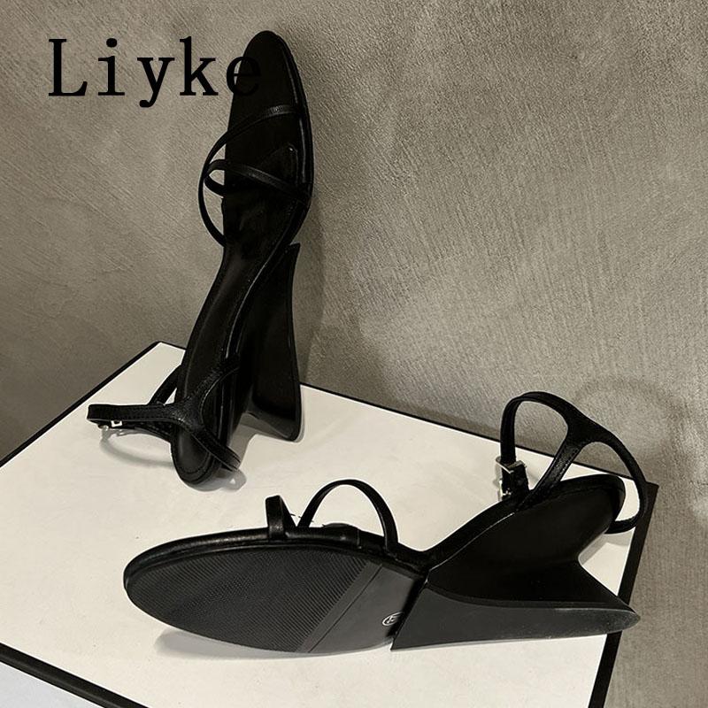 Fashion Liyke Strange Style Wedge High Heels Gladiator Sandals Women Summer Fashion Open Toe Buckle Strap Ladies Shoes Sandalias Mujer