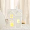 Keramik-Weihnachthaus-Ornament mit Nachtlicht - Festliche Schreibtischdekoration