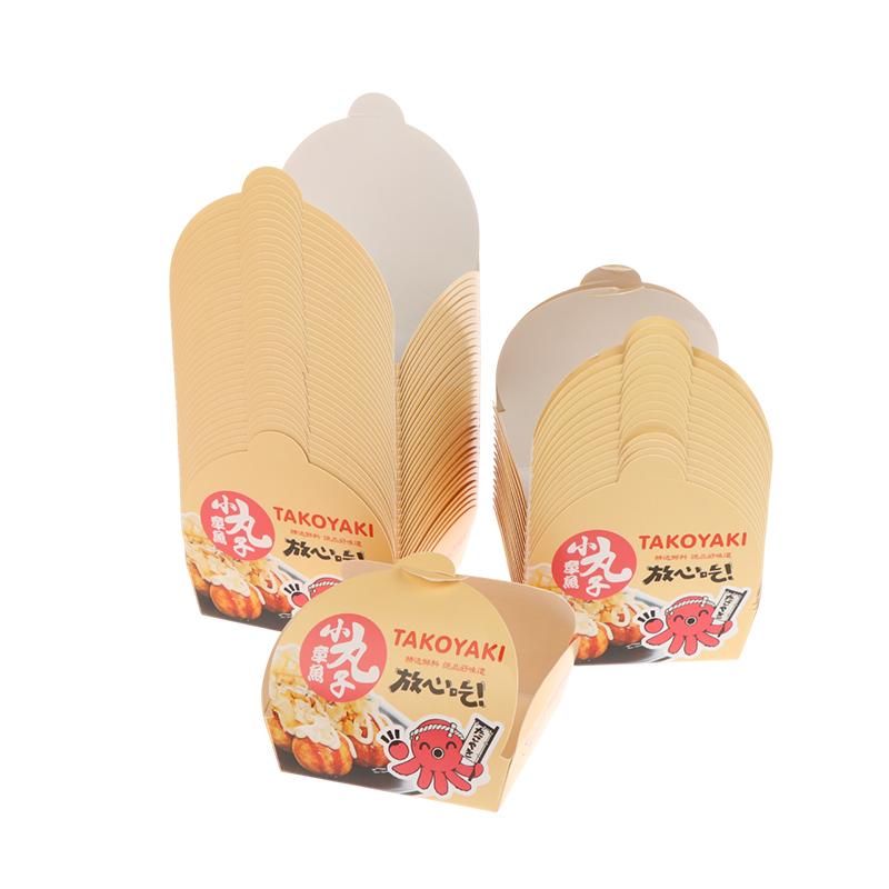 50 Piezas Caja para Takoyaki Caja de Embalaje Premium para Bolas de Pulpo Comida Callejera Japonesa Takoyaki Desechable Papel de Embalaje para Snacks para Llevar