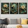 Abstrakte Luxus Grüne Lotus Wandkunst Blattgold Dekorative Malerei Grüne Lotusblatt Poster Drucke für Wohnzimmer Ohne Rahmen