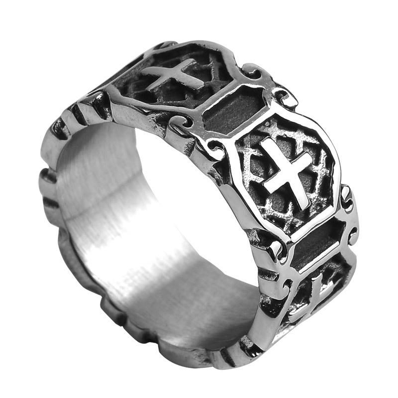 Adjustable Cross Ring Men Women Vintage Gothic Style Plated Copper Finger Minimalist Punk Jewelry