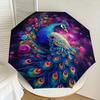 1pc Colorful Peacock Floral Background Umbrella with Plastic Handle,Suitable for All Seasons Home Travel Outdoor UmbrellaDD1225