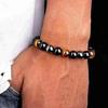 Bracciale in pietra naturale da 8 / 10MM Occhio di tigre Protezione tripla semi Ematite e bracciale in ossidiana nera Coppia regalo di gioielli