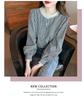 2025 Retro Checkered Lace Long Sleeve Shirt for Women - Spring/Autumn Round Neck Top