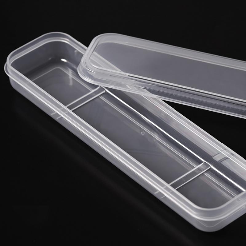 1Pc Rectangle Plastic Transparent Storage Box Nail Rhinestone Brush Case