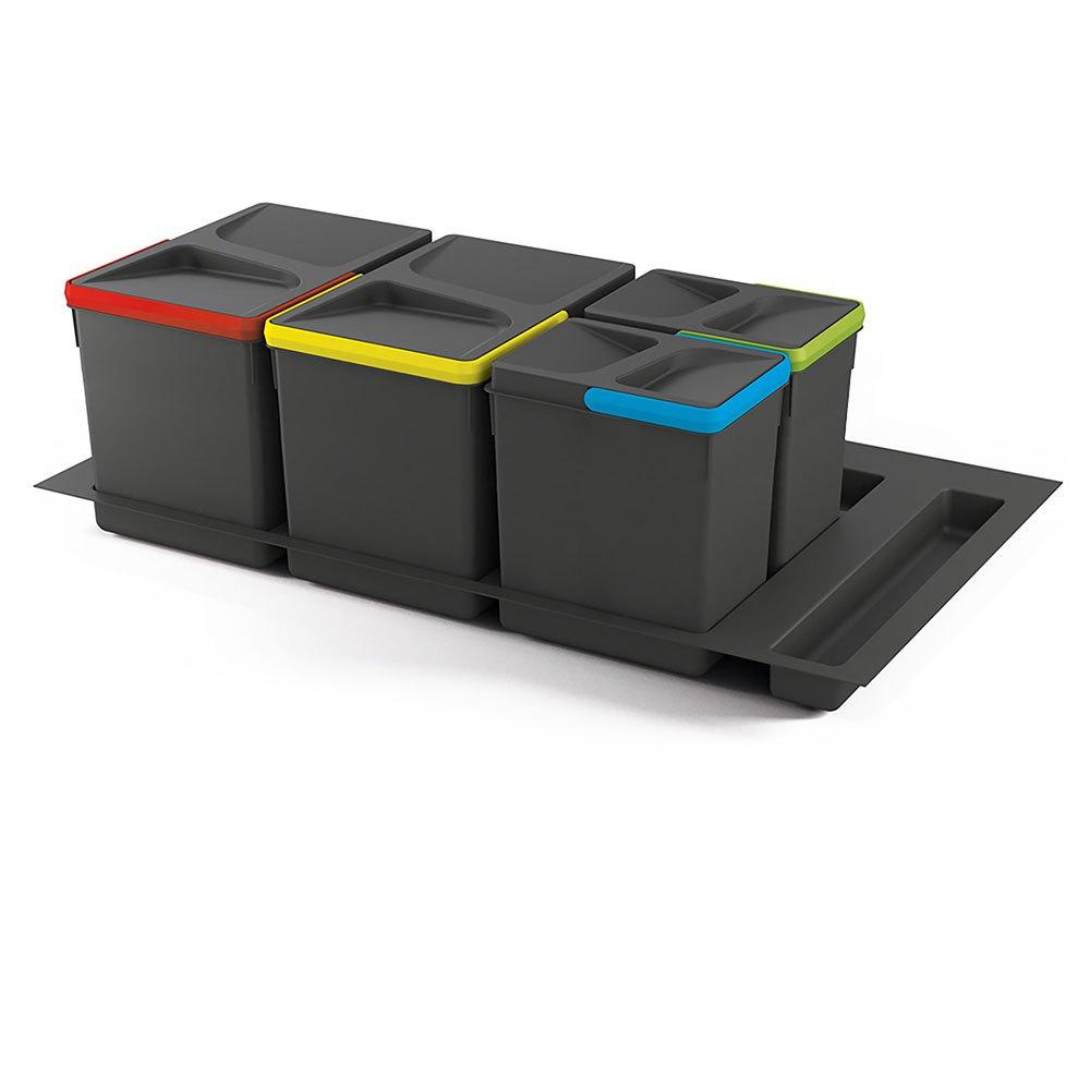 Emuca Ensemble de recyclage moderne waste bin set 24-44L grey anthracite