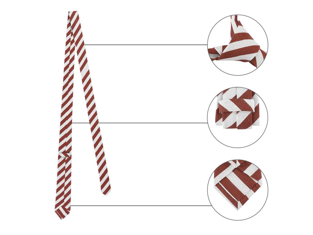 [Allegra K] Linen Stripe Narrow Tie, 6cm, Formal, Casual, Business, Men's, Red, 6cm