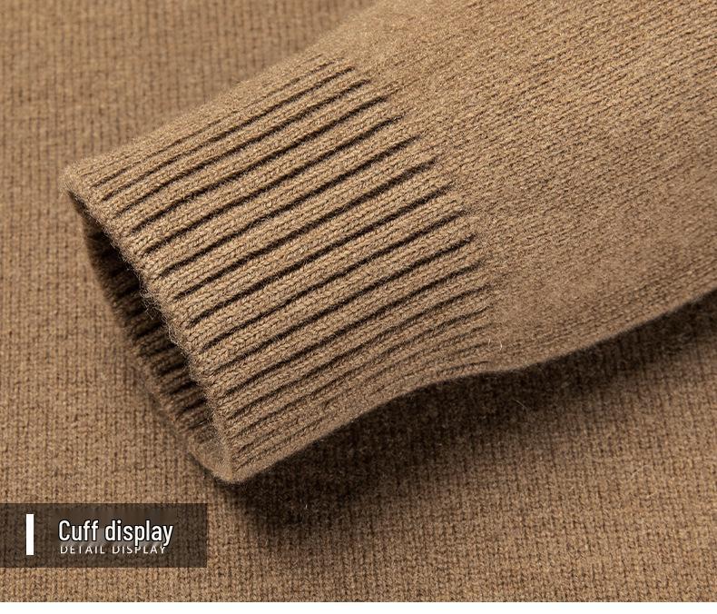 2025 Men's Pure Wool Round Neck Knit Sweater - Casual Long Sleeve Autumn/Winter Collection
