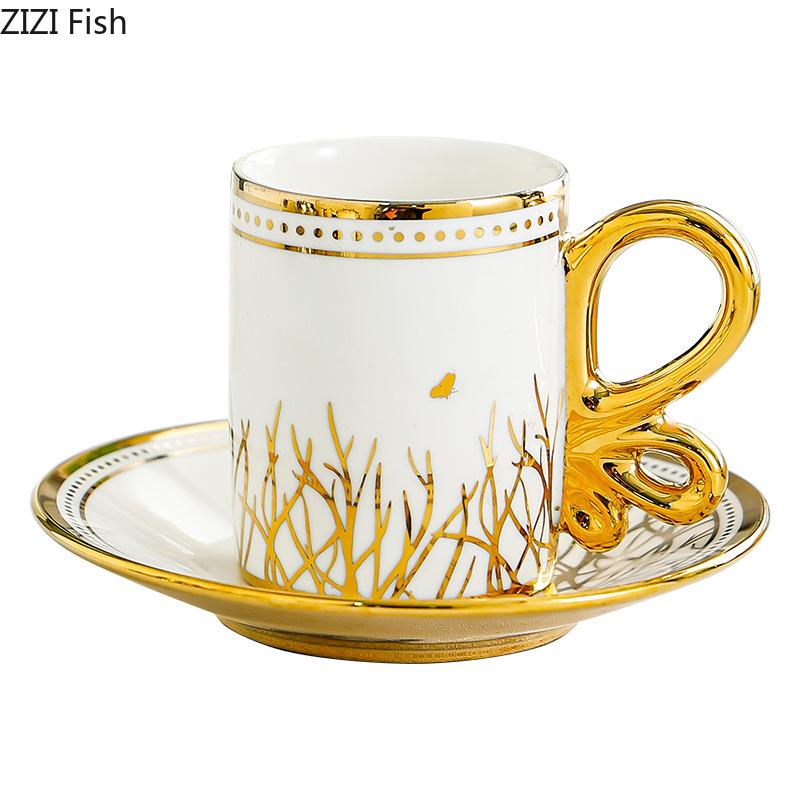 Ensemble de 6 Tasses à Espresso Service à Thé Rétro Tasse à Café pour le Thé de l'Après-midi Ensembles Tasse et Soucoupe Ensemble de Tasses pour Couple Tasses Créatives pour la Maison Tasse Cadeau