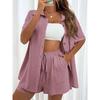 IHUASU Women's Fashion Casual  Summer Spring Short Sleeve POLO Neck  Pants Suits Elegant