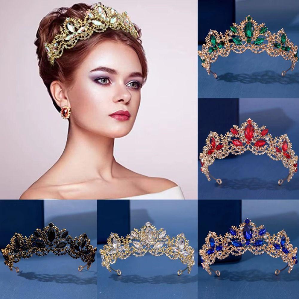 Luxury Baroque Queen Tiaras Sparkling Wedding Head Wear Trendy Rhinestone Diadem  Photography Props