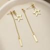 Trendy Gold And Silver Star Tassel Earrings For Women Stainless Steel Design
