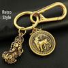 Fortune Keychain: Wealth-Attracting Pixiu & Zodiac Pendant for Road Safety