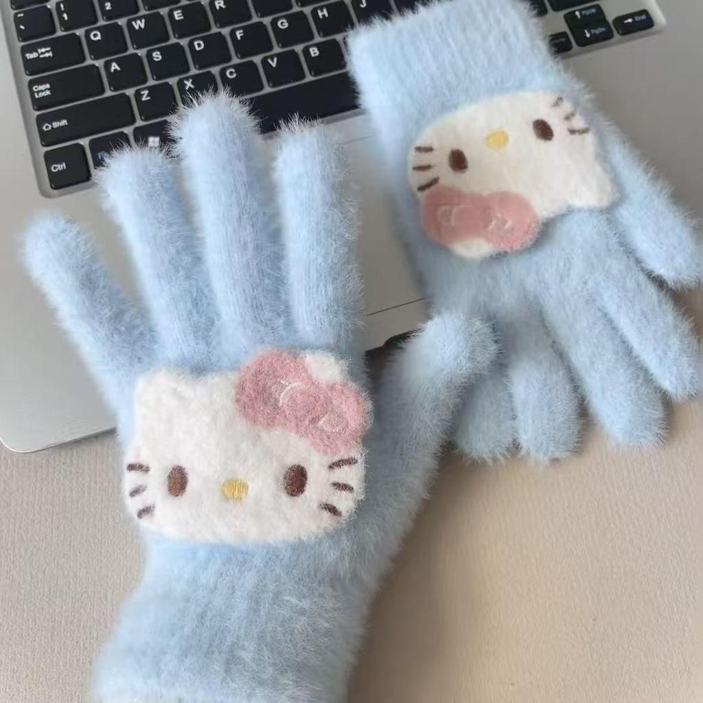Damen Winter 2025 Karierte Kitty-Handschuhe - Warm, Retro, Fünf-Finger Radfahren Kälteschutz