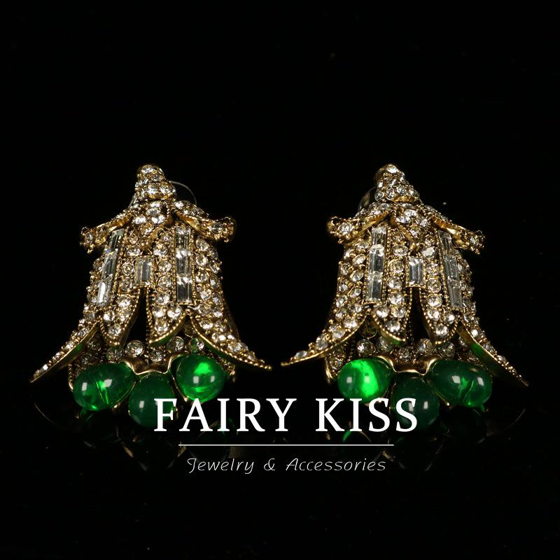 Used Vintage Rhinestone Stud Earrings with 925 Silver Needle
