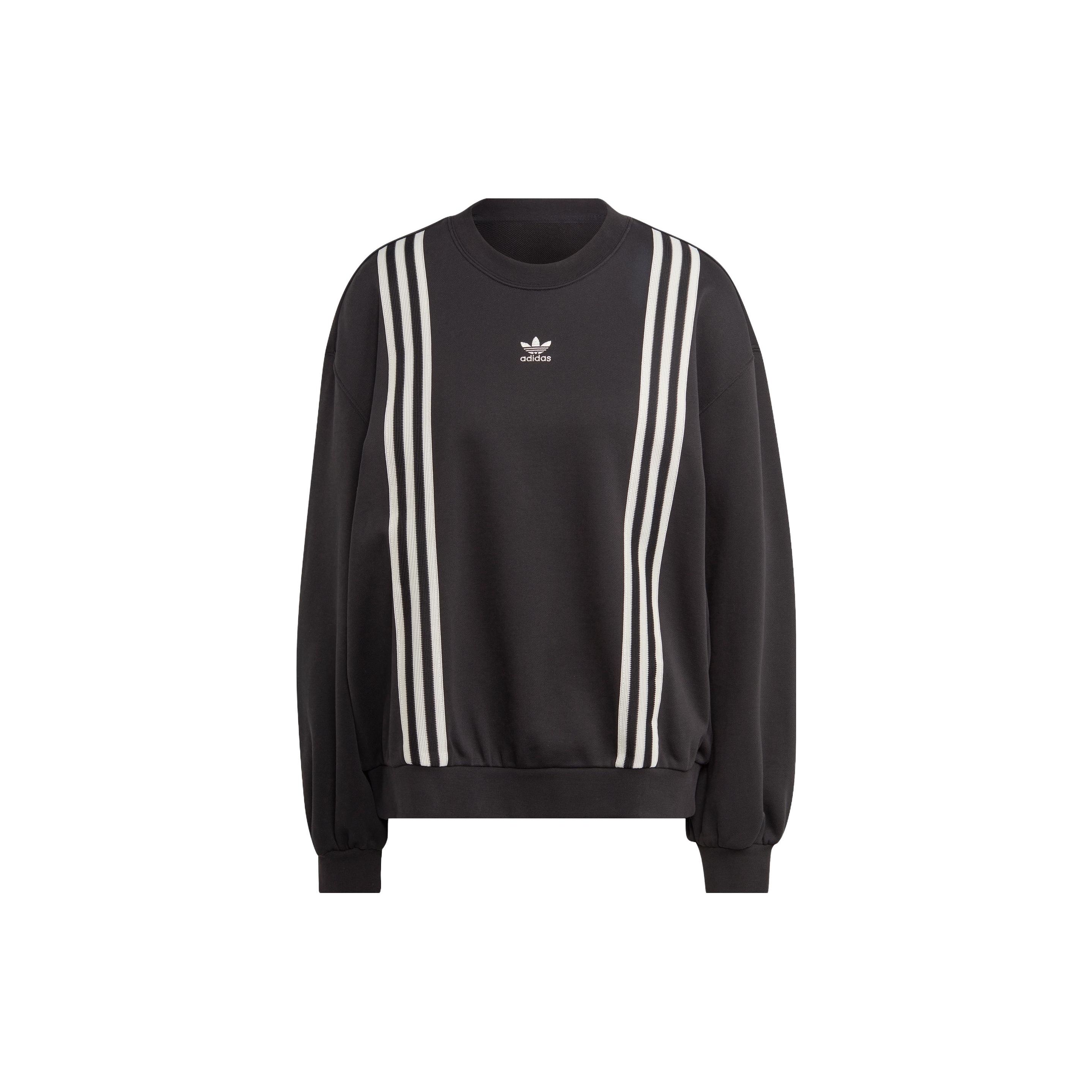 Adidas Originals Women Adicolor 70s 3 Stripes French Terry Pullover Sweatshirt Black IK7869 S-M