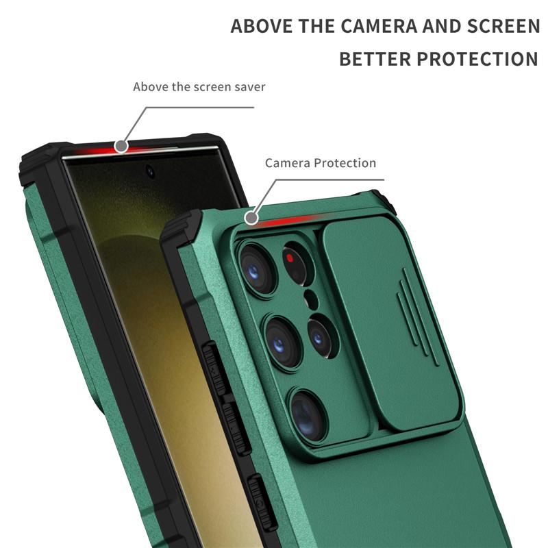 Rugged Armor Shockproof Phone Case for Samsung Galaxy S24 Plus S24 Ultra S 24 Camera Protection Holder Stand Back Cover