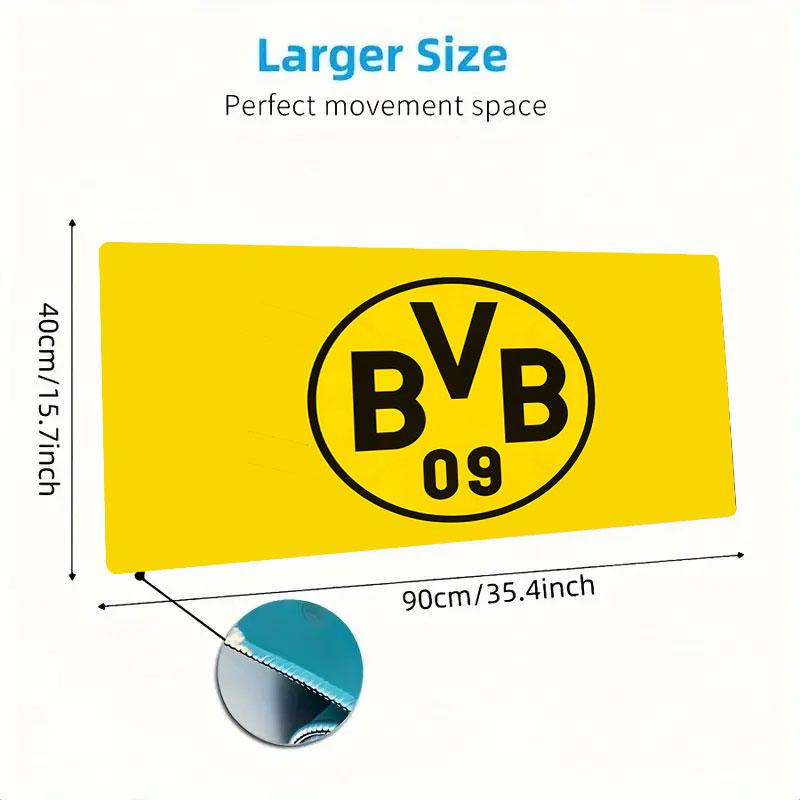 Dortmund Team Logo Mauspade, Große Gaming Schreibtischmatte, Rutschfestes XXL Mauspade für Laptop & Tablet, Mini-PC Spielmatte mit Genähten Kanten