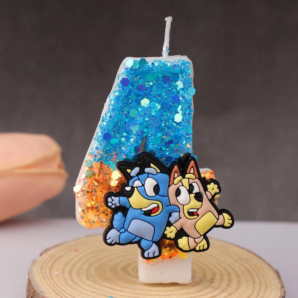 Bluey Bingo Anime Kerze Niedlich 3D 0-9 Zahl Cartoon Figur Geburtstagstorte Stecker Geburtsdatum Tortendekoration Geschenk